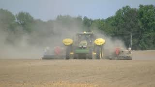 JOHN DEERE 8370R PLANTING PEANUTS WITH 12 ROW MONOSEM PLANTER SCOTT FARMS 2020 PEANUT PLANTING PT2 [upl. by Annohs]