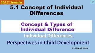 51 Concept of Individual Differencestypes of individual differences [upl. by Argyle]