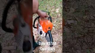 Stihl MS180 ChainSaw Cold Start diy stihl chainsaw stihlchainsaw stihlusa wood bobthetoolman [upl. by Sileas]