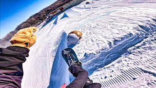 POV  Snowboarding at HYLAND HILLS 😮‍💨 [upl. by Aicirtac]