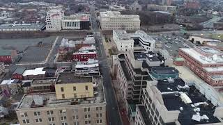 Trenton NJ Downtown Aerial Flight Federal Court House Capital Government Buildings New Jersey [upl. by Greenland]