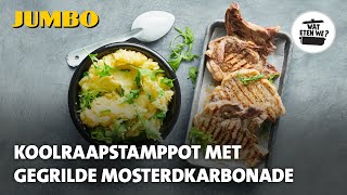 Wat eten we Koolraapstamppot met gegrilde mosterdkarbonade [upl. by Atalee]