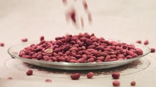 Raw Peanuts Falling Down Into Glass Bowl  Stock Footage [upl. by Ydnak155]