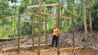 Pregnant girl builds a new place to live  building a stilt house made of bamboo is 30 complete [upl. by Carmelo]