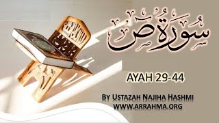 Live Tafsir of Surah Saad Ayah 29 to 44 by Ustazah Najiha Hashmiwwwarrahmaorg [upl. by Terraj312]