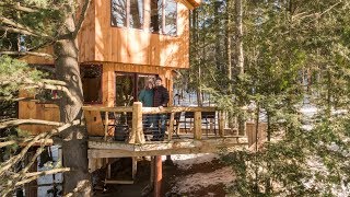 Walker Pond Treehouse Tour For Rent Tour in Newport Vermont [upl. by Nemrak]