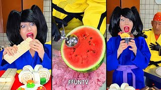 Ice cream challenge Giant chocolate cake vs watermelon mukbang [upl. by Edwina]