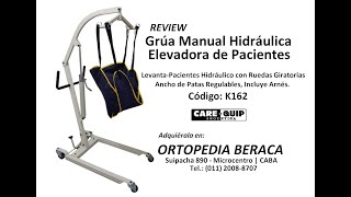 GRUA MANUAL HIDRAULICA ELEVADORA DE PACIENTES  CARE QUIP K162 [upl. by Intruoc]