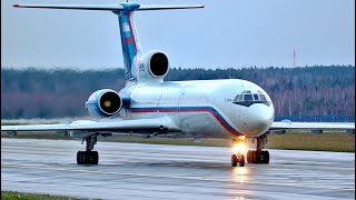 Tupolev Tu154 taking off late turning on the lights Legendary aircraft in action [upl. by Suqram]