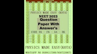 ESSENTIAL TO READ NEET 2023 CODE SET E6 SET F6 SET G6 SET H6 ORIGINAL PAPER WITH ANSWER KEY  3 [upl. by Rutger]