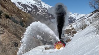 DFB Dampfschneeschleuder R12 im Frühlingsschnee 2021 Steam snow plough in the swiss mountains [upl. by Gamin]