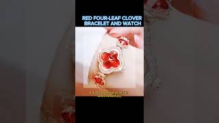 A red fourleaf clover watch bracelet jewelry fourleafclover watch bracelet [upl. by Afrika]