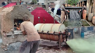 Amazing Sofa Velvet boiler steaming process in Factory  How velvet sofa fabric Steaming [upl. by Atilamrac76]