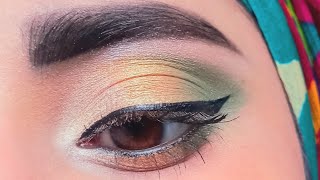 Golden Green Eye Makeup Tutorial for Brown Eyes  Olive Green Smokey Eyeshadow Tutorial  green eyes [upl. by Rosalia]