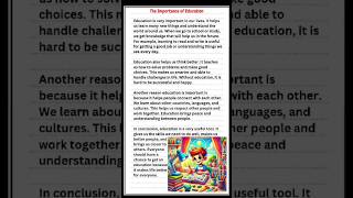 Essay on quotImportance of Educationquot inEnglishParagraph of Importance of Education learnenglish [upl. by Adnileb]