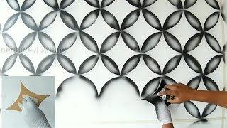 WALL PAINTING 3D DESIGN  using BLACK SPRAY [upl. by Iaj]