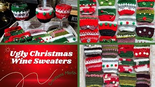 Ugly Christmas Wine Sweaters  Crochet Tutorial [upl. by Naeloj]