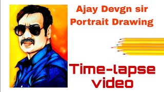 Portrait Drawing of Ajay Devgan sir  timelapse video The Art Mania [upl. by Verdha]