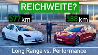 Tesla Model 3 Reichweitentest  Long Range vs Performance Autobahn Vergleich  Wer kommt weiter [upl. by Macmillan]