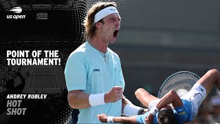 Andrey Rublev Wins Epic 37Shot Point  2024 US Open [upl. by Merrick]