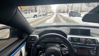 DRIVING BMW 435i M SPORT IN HEAVY SNOW [upl. by Eimmac]