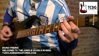 WELCOME TO THE JUNGLE GUITAR COVER GUNS N ROSES HOW TO PLAY GUITAR LESSONS TCDG [upl. by Airbma]