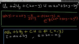 Partial Differential Equation Lesson 4  First order nonHomogeneous PDE III solved example [upl. by Eniamej]