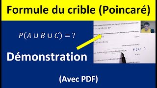 Formule de Poincaré ou du crible  cours et démonstration [upl. by Eiramac783]