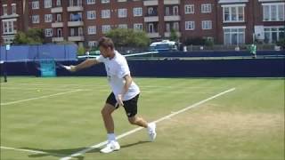 Stan Wawrinka Practice  Queens Club 2018  Court Level [upl. by Luhem]