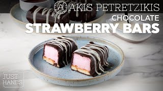 ChocolateCovered Strawberry Bars  Akis Petretzikis [upl. by Acirre]