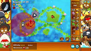 Lets Play Bloons Monkey City ZOMG Cash Starve Medium Lily Pads Lake Map No Commentary 1487 [upl. by Gariepy]