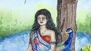 Bharotiya Romoni ভারতীয় রমণী drawing in water colour Artist Pradip Pal।। Suryadeep Art Gallery।। [upl. by Anawqahs]