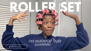 How to Roller Set natural hair with snap on rollers [upl. by Lenneuq]