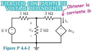 Ejercicio con FUENTE de Voltaje DEPENDIENTE Dorf 442 Circuitos Eléctricos [upl. by Ellehsar]