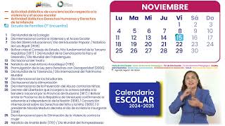 CALENDARIO ESCOLAR 20242025  Noviembre 2024Ministerio del Poder Popular para la Educación MPPE [upl. by Olimpia]