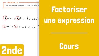 Cours  Factoriser une expression avec un facteur commun [upl. by Aicirtel38]