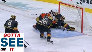 GOTTA SEE IT Fleury Pulls Off Incredible Desperation Save At Goal Line [upl. by Acino]