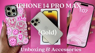  iPhone 14 Pro Max Gold Unboxing  Accessories [upl. by Liponis]