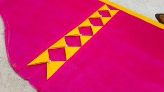 👌Easy method for beginnerstriangle model elbow sleeve design cutting and stitching for blousekurti [upl. by Ramey775]