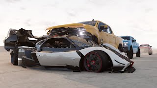 Pagani Zonda vs Chevrolet Silverado CRASH [upl. by Lil250]