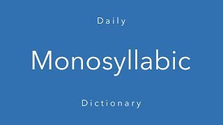 Monosyllabic Daily Dictionary [upl. by Ysiad]