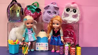 Back to school shopping  Elsa amp Anna toddlers  Barbie dolls  backpack  lunch bag supplies [upl. by Isabel530]