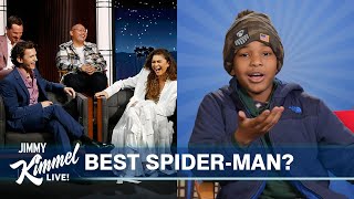 Tom Holland Zendaya Benedict Cumberbatch amp Jacob Batalon Answer Questions from Kids [upl. by Nettle]