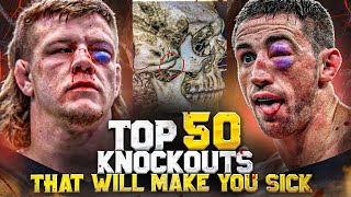 The Most Brutal Top 50 Knockouts  MMA Kickboxing amp Boxing Craziest Knockouts [upl. by Marjana]