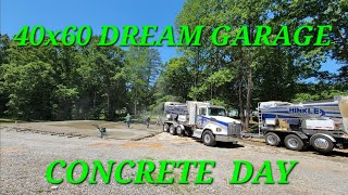 Dream garage build 40x60  concrete day  walkaround and timelapse [upl. by Cally982]