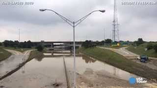 Timelapse shows Detroit flood waters receding [upl. by Rorrys]