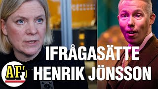 Kritikstorm mot Magdalena Andersson efter ord om Henrik Jönsson [upl. by Cacie]