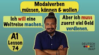 A1 German lesson 74  German Grammar  Modalverben  Modal Verbs  müssen können amp wollen [upl. by Findley]