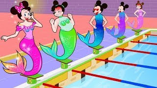 Mickey Mouse amp Minnie Mouse Swimming Competition Funny Story Cartoon for Kids by Mickey Mouse [upl. by Ailero]