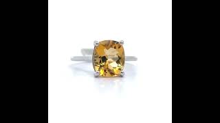 Large 30 Carat Citrine FourProng Solitaire Basket Ring in White Gold [upl. by Leesen]